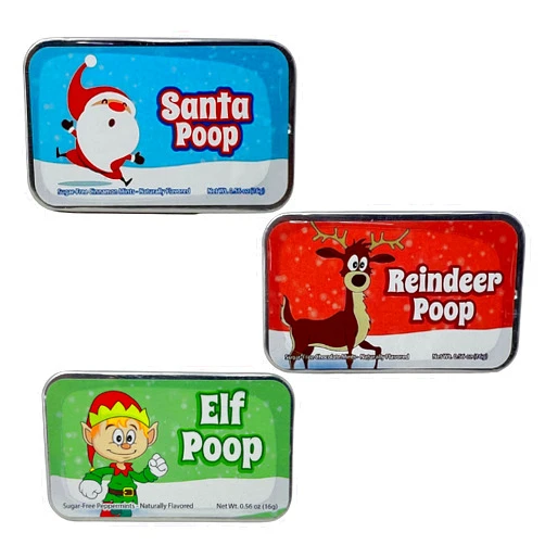 All Day Gifts Christmas Poop Mints - Christmas Novelty Candy Mint Tins Gag Gifts (Set Of 3) Funny Christmas Stocking Stuffers Idea For Adults, Teens, Kids