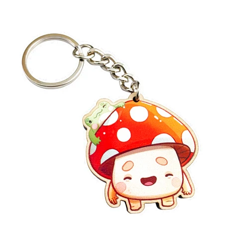 PeachyApricot Frog and Mushroom Keychain Charm Cute Kawaii Aesthetic Keychains for Keys Purse Bag Backpacks Accessories Gifts