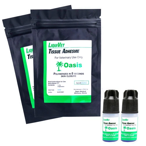 Generic 2 Pack Liquivet 8 Second Tissue Adhesive, Vet Skin Glue, Tissue Wound Cut Skin Closure, 3mL Bottle and 6 Applicators, VVG3SCX2