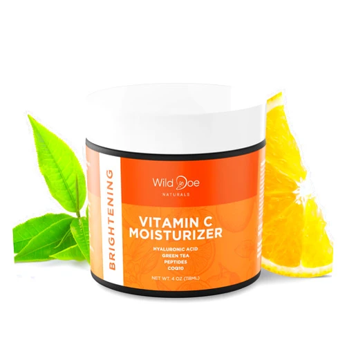 Wild Doe Naturals Vitamin C Face & Neck Moisturizer - Firming Eye Cream, Anti-Aging, Glowing Skin with Green Tea, Hyaluronic Acid, Vitamin E, Jojoba Oil 4oz