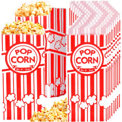 Essenya 200 Pieces Paper Popcorn Bags, 1 oz Popcorn Bags Individual Servings for Popcorn Machine Party, Pop Corn Bag Bulk