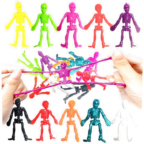 Timisea 100PCS Stretchy Skeleton Toys for Halloween, Bendable Skeletons, 10 Colors for Party Favors