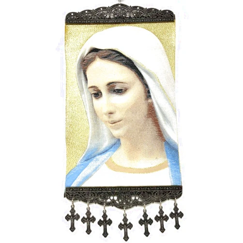 Generic Virgin Mary - Our Lady of Grace - Religious Icon - Wall Hanging Tapestry Banner Large Art Décor - Christian Orthodox Catholic Cross - 16 x 8 inch - Christmas Ideal ICONL010