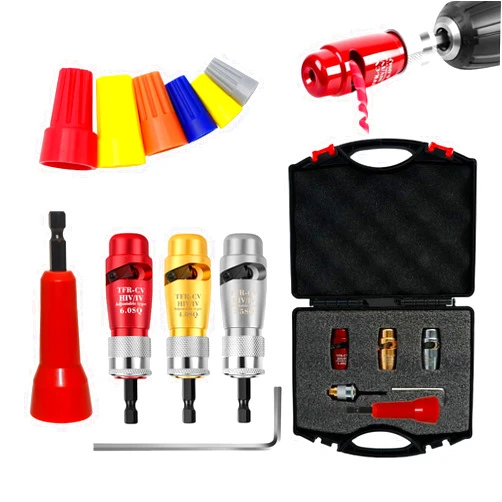 Yugefom 6 in 1 Quickly Drill Wire Stripper Professional Electrician Tool Set,Wire Twister Tool for Drill,Wire Stripping and Twisting Tool,Cable Quick Stripping set and 6pcs Wire Connectors Nuts