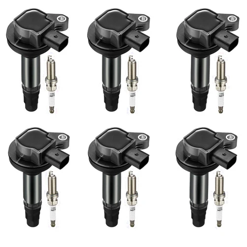 BDFHYK Ignition Coils UF553 and Iridium Spark Plug 5019 Compatible with Edge Flex Fusion Taurus Lincoln MKS MKT MKX MKZ Mercury Sable V6 3.5L 3.7L Replaces UF595 5C1652 C1595 DG520 E1053 Set of 6