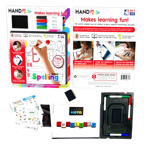HANDMoto Reusable Preschool Learning Activities Kindergarten Educational Workbook, Montessori Busy Book for Kids Ages 3-5, Handwriting Practice Alphabet Tracing, Dry Erase whiteboard Learning Resources (9x12)