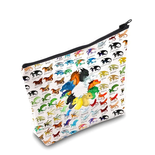 WZMPA Wings Fire Darkstalker Makeup Bag Wings Fire Novel Inspired Gift Dragon Tribes Zipper Pouch Bag Fire Dragon Bookish Gift (Wings Dragon)