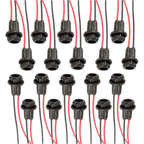 TOMALL 20pcs T10 194 W5W Light Bulb Socket Pre-Wired Connector for Automotive