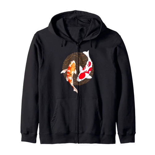 Classic Japanese Art Koi Carp Fish Koi Carp Fish Japanese Zip Hoodie