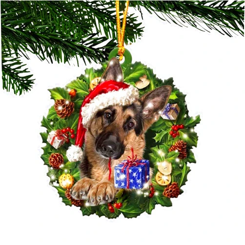 Ediseng Dog Ornaments for Christmas Tree,Cute Dog Picture Decorations,Pet Memorial Gifts for Christmas,Funny Christmas Tree Ornaments for Indoor Home/Car/Farmhouse(German-shepherd)