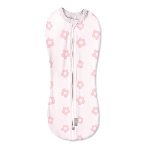 SwaddleMe by Ingenuity Compression Swaddle Pod, Two-Way Zipper for Easy Changes, Improves Sleep & Calms Startle Reflex, 0-2 Months, 2-Pack - Flower Confetti