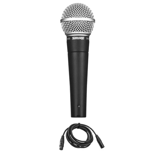 Shure SM58-LC Vocal Microphone with H&A Value Series XLR M to F Professional Microphone Cable - 10'