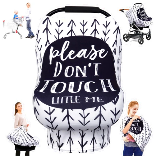 Metplus Breathable Car Seat Cover for Babies, Stretchy Nursing Cover for Breastfeeding, Multi Use Newborn Carrier/Stroller/Shopping Cart, Girl Boy Stroller Cover Gift