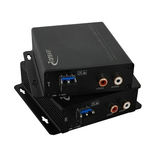 Transwan 2 Ch RCA Audio Over Optic Fiber Extender with 1 x LC SFP Module, 20 Km Over SMF or 2km Over MMF, Supports 24-Bit Digitally Encoded Analog Audio, Black, BY-RCA-323-LC