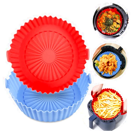 Ciwich Air Fryer Silicone Pot,7.9Inch Silicone Air Fryer Liners Round Reusable, Food Safe Air fryers Oven Accessories,2 Pack Silicone Air Fryer Basket with Mitts, No Need to Clean the Air Fryer