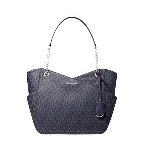 Michael Michael Kors Michael Kors Jet Set Travel Large Chain Shoulder Tote Black MK Signature