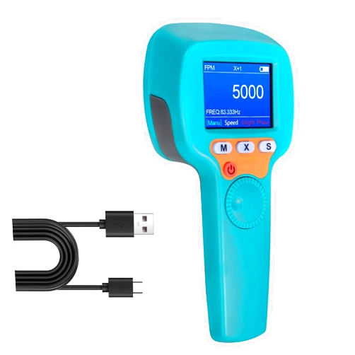 H HOLDPEAK Digital Handheld Stroboscope, Non-Contact Flash Strobe Tachometer 60-99999 rpm, Fan and Motor Speedometer Accuracy 0.001%, USB Charging, LCD Color Display, for Gears, Cars, Tires to Measure RPM