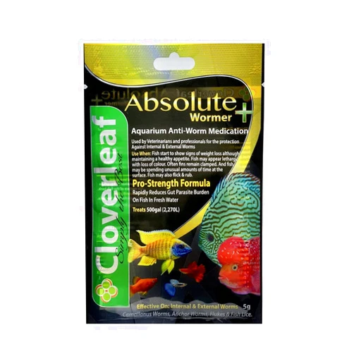 Absolute Wormer Plymouth Discus Product WORMER Plus - Freshwater and Saltwater Fish Powder Medication. With parasites and Flukes. (5G - Treats 600 GALLONS)