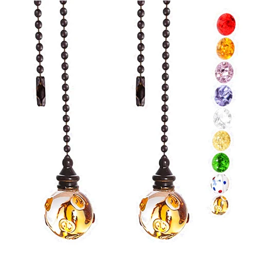 SUR-CIEL 2PCS Ceiling Fan Pull Chain, Ceiling Fan Pull Chain Extension, Pull Chains for Ceiling Fans and Lights, Ceiling Fan Pulls, Light Pull Chain with 21 Inches Ball Beaded Pull Chain