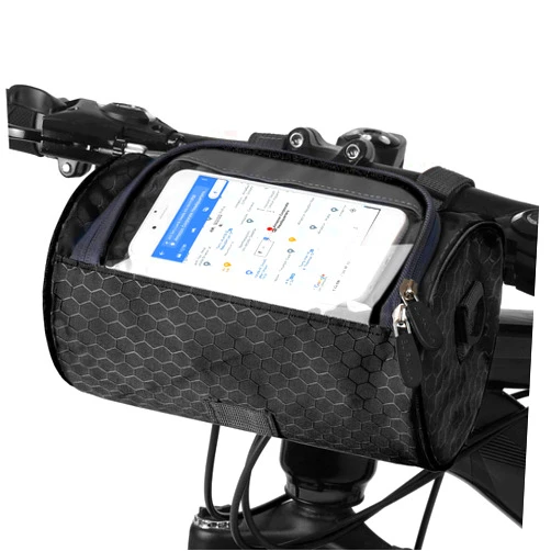 DOUBLE 2 C Bike Handlebar Bag, Waterproof Bicycle Front Storage Bag, Bike Phone Holder Accessories, Transparent Pouch Touch Screen with Removable Shoulder Strap for Dirt Bikes, Road Bikes, Mountain Bikes