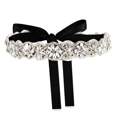 yanstar Handmade Wedding Belt Bridal Belts and Sashes Crystal Rhinestone Ribbon Belt for Wedding Dress Bridesmaid Prom Gowns
