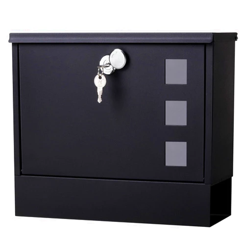 Jssmst Locking Mailbox Wall Mount for Outside– Jssmst Mailboxes with Key Lock for Front Door Fence, Large Capacity Letter Box, 14.3 x 4.1 x 11.8 Inch, Black, SM-HPB911BN