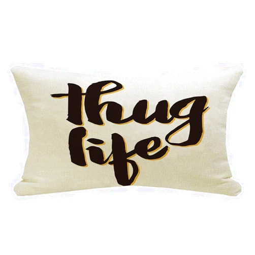 Okcorki Decorative Throw Pillow Cover Cushion Case Linen Thug Tattoo Print Vintage Message Shirt Life Glamour Ink Hand Written Isolated White Miscellaneous Lumbar Pillow Cover 12 x 20 Inches for Sofa Car