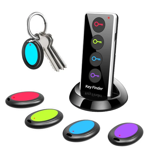 Midlocater Key Finder,85dB+ Item RF Locator Tags with 131ft. Working Range,Key Tracker Remote Finder Locator with Sound for Finding Wallet, Key, Phone, Glasses, Pet Tracker - 4 Receivers with Rings