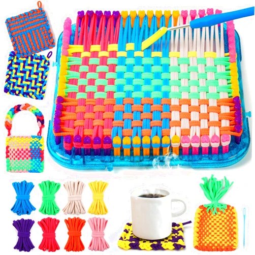 IQKidz Weaving Loom Kit Toys, DIY Arts and Crafts for Kids and Adults, Ideal Gifts for Girls Ages 5 6 7 8-12 13, Easy Potholder Loom Knitting Activity for Beginners, 224 Craft Loops