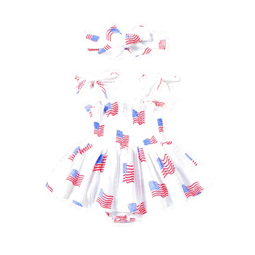XuKoccYiee Newborn Baby Girls Clothes Sleeveless 4th of July Romper Infant Summer Bodysuit