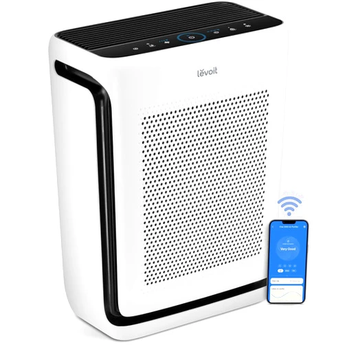 LEVOIT Air Purifiers for Home Large Room Up to 1800 Ft² in 1 Hr with Washable Pre-Filter, Air Quality Monitor, Smart WiFi, HEPA Sleep Mode for Allergies, Pet Hair in Bedroom, Vital 200S-P, White