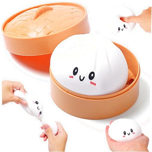AiSiXin Squishy Dumpling Stress Balls for Adults, Dumpling Squishy Toys for Kids, Dumpling Squishy Fidget Sensory Toy, Squeeze Dough Ball Stress Relief Toy, Stretchy Stress Ball Squish Toys for ADHD