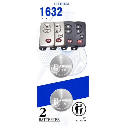 Pinochi (2 Pack) CR1632 Key fob Battery Replacement for Toyota (2007-2018) Case tC 4-Runner Camry Corolla Avalon Highlander Land Cruiser Prius Rav4 Venza FCC ID’S: HYQ14AAB HYQ14ACX HYQ14AEM
