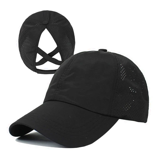 HGGE Womens Criss Cross Ponytail Baseball Cap Adjustable High Messy Bun Ponycap Quick Drying Hat