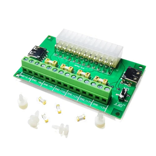 YAOTECH PSU Breakout Board ATX Power Supply DC 12V 5V 3.3V Splitter Module Desktop Adapter to USB A Hub Connector Computer Power Source Multi Port Output DIY Parent Child Electronic Kit with High Current Fuse