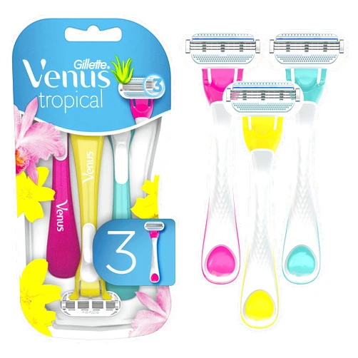 Gillette Venus Tropical Disposable Razors for Women, 3+1 Count, Designed for a Smooth Shave, Tropical Fragrance Scented Handles