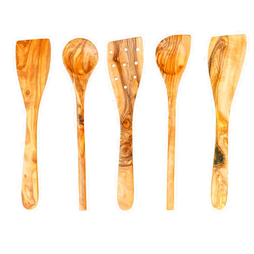 Thirteen Chefs Tramanto Olive Wood Utensil Set 5 Piece Spatula and Spoon, 12 Inch Luxury Kitchen with Gift Box