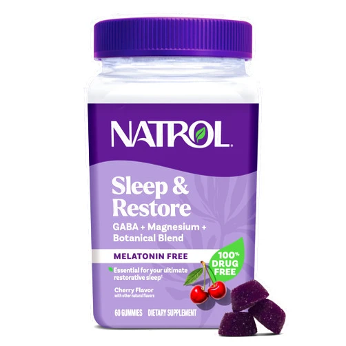 Natrol Sleep & Restore Magnesium Glycinate Blend Gummies, Magnesium for Sleep Aids for Adults, Melatonin-Free, Cherry Flavored, 30 Day Supply