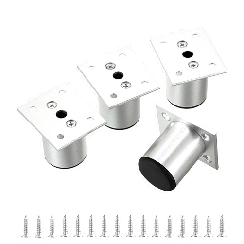 Sumnacon 4PCS Aluminium Alloy Furniture Legs - Round Adjustable Sofa Legs Furniture Cabinet Legs, 2 Inch Funiture Feet for Cabinet Desk Table Chair Sofa Bed, Silver