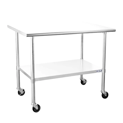 HALLY SINKS & TABLES H Hally Stainless Steel Table for Prep & Work 30 x 48 Inches with Caster Wheels, NSF Commercial Heavy Duty Table with Undershelf and Galvanized Legs for Restaurant, Home and Hotel