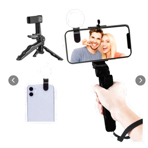 iJoy Social Media Kit with Hand Grip, Tripod, 360-Degree Rotatable Clip-On Ring Light