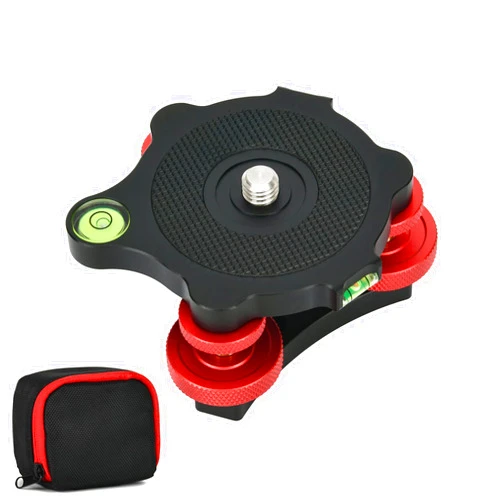 Ytvariw Camera Photography Tripod Leveler Tri-Wheel Leveling Base,Aluminum Alloy Bubble Level and 3/8 inch Screw, 3 Dials with +/-5 Degree Precision Adjustment for DSLR Camera