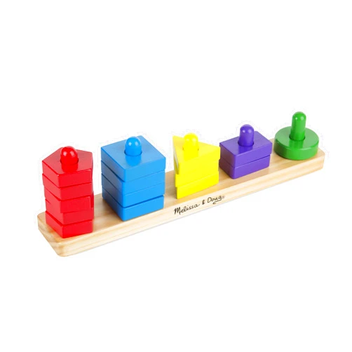Melissa & Doug Stack and Sort Board - Wooden Educational Toy for age 2+ years With 15 Solid Wood Pieces