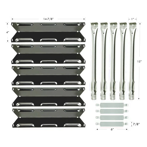 Permasteel PP-20501-BH-AM 5 Grill Replacement Parts (Burners and Flame Tamers Included), Black