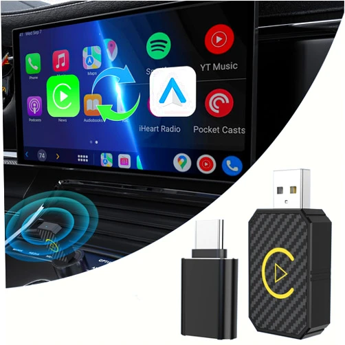 MTAKYA Mini Android Auto Wireless Adapter and Wireless CarPlay Adapter Convert Factory Wired to Wireless CarPlay Dongle, USB CarPlay Wireless Stick Wireless Android Auto Adapter for iOS 12+/Android No Delay