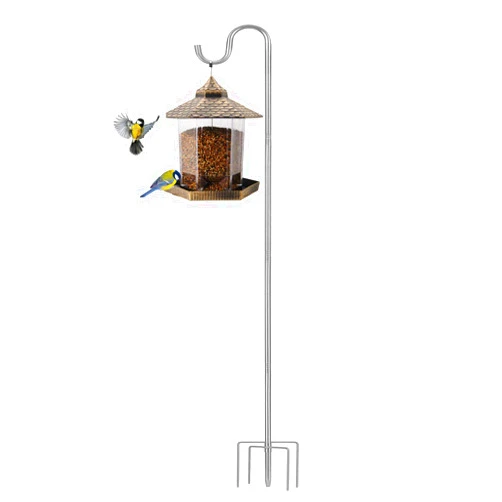 Ihomepark Shepherds Hook for Outdoor, 78 Inch Tall & 5/8 Inch Diameter Stainless Steel Heavy Duty Poles to Hang Outdoor Lights with 5 Prongs Base, Suitable for Bird Feeders or Wedding Decors(1pack)