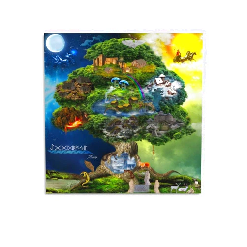 BETSON Yggdrasil, Tree of Life, Norse Mythology Print, Nine Realms Map Poster, Norse Wall Decor, Mythology Canvas Poster Wall Art Decor Print Picture Paintings for Living Room Bedroom Decoration 16x16inch(