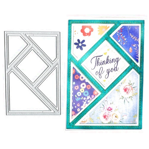 BeetirryHu Rectangle Triangle Frame Metal Die Cuts, Rectangle Frame Metal Cutting Dies Cut Stencils Card Paper Craft DIY Template Metal Cutting Dies Album Embossing Paper Dies for Card Making Scrapbooking