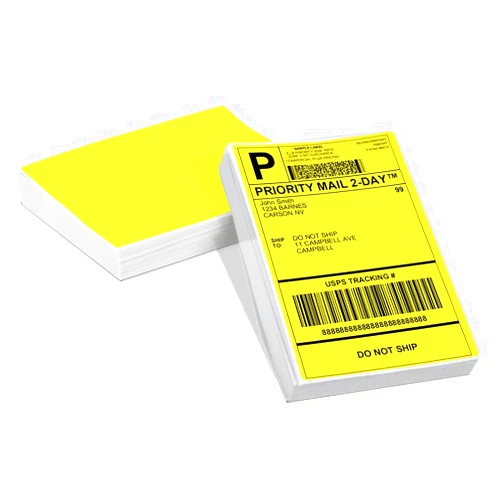 Memoking 4x6 Thermal Direct Shipping Label - 4''x 6'' Fan-Fold Labels for Shipping Labels, Barcodes, Address, Mail, Product Logo Labels,Small Business Labeling, Yellow (500pcs)