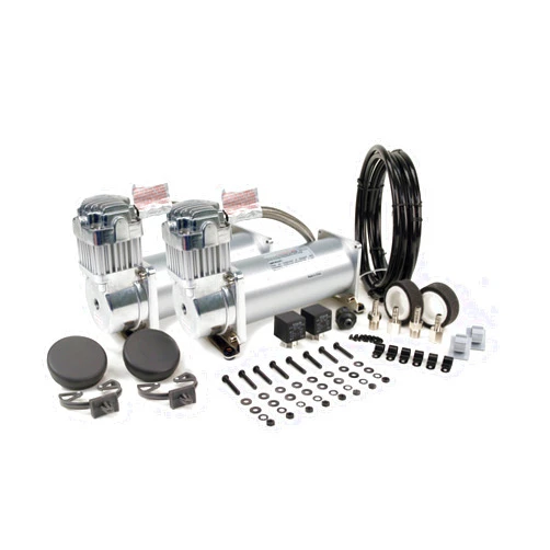 VIAIR 450C Dual Air Compressor for Air Suspension (2 Pack) 12V Continuous Duty Cycle Compressor for Air Tanks, Bags, Air Horns 150PSI (Silver)